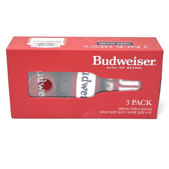 Budweiser Men's Crew Socks Size 10-13, 3 Pack - New - Picture 1 of 7
